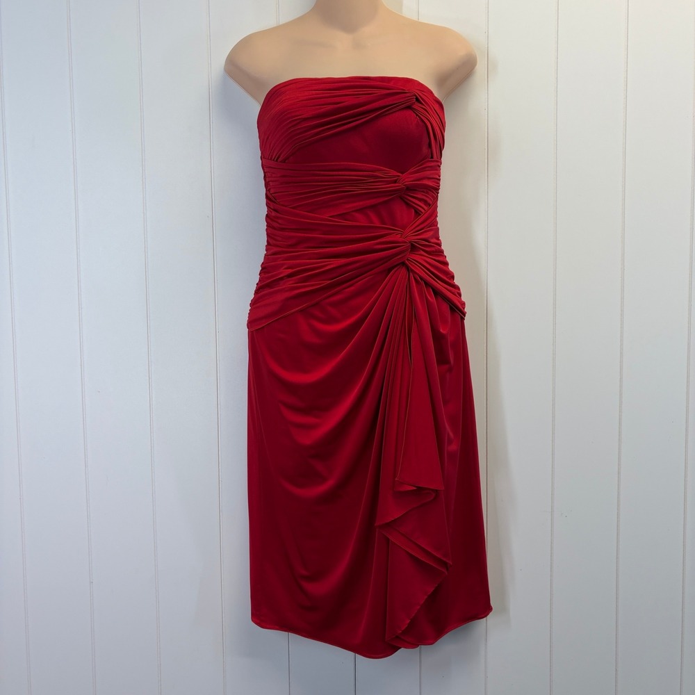 Adrianna Papell Y2K Cocktail Ruched Hoco Strapless Dress Women Size M Formal